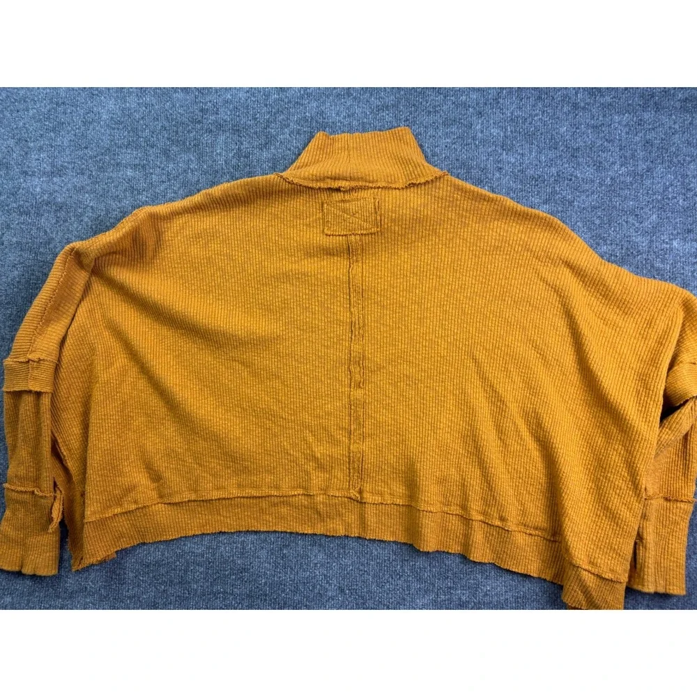 Free People We The Free Top Womens Medium Yellow Thermal Mock Neck OB1265755 - Picture 7 of 7